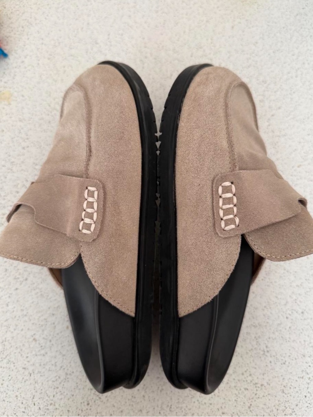 Beige Suede Women’s  Slip-On Loafers - Picture 3 of 5